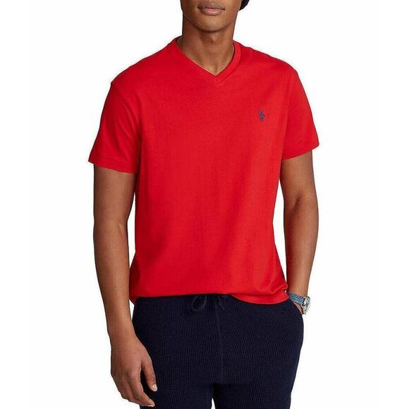 NWT Polo Ralph Lauren Men's Red Classic V Neck T-Shirt Size Small - Picture 1 of 6